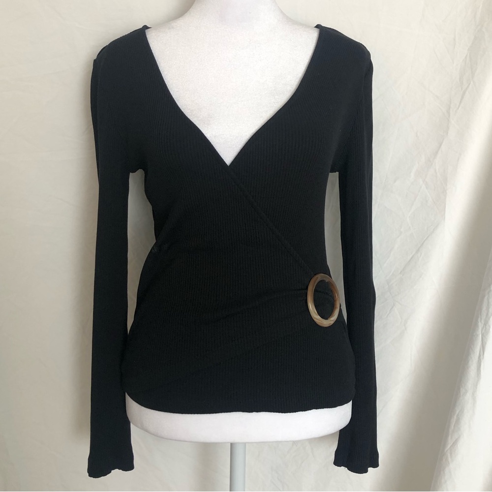 Black Wrap Sweater Long Sleeve